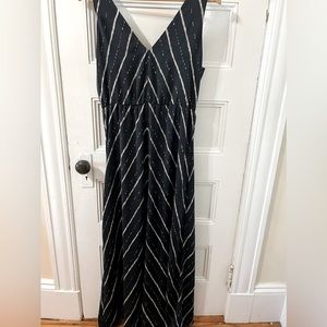 H&M long dress sleeveless size 8 blue gold